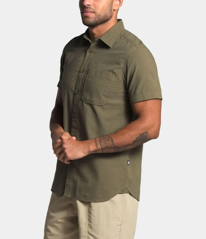 Mens The North Face Shirts and Polos Short Sleeve Baytrail Pattern Shirt Burnt Olive Green