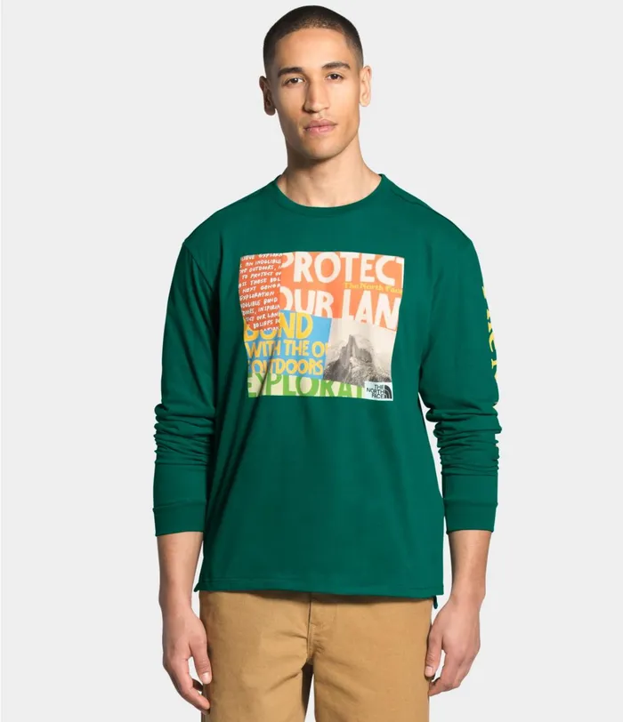 Mens The North Face TShirts Long Sleeve Rogue Graphic Tee Evergreen