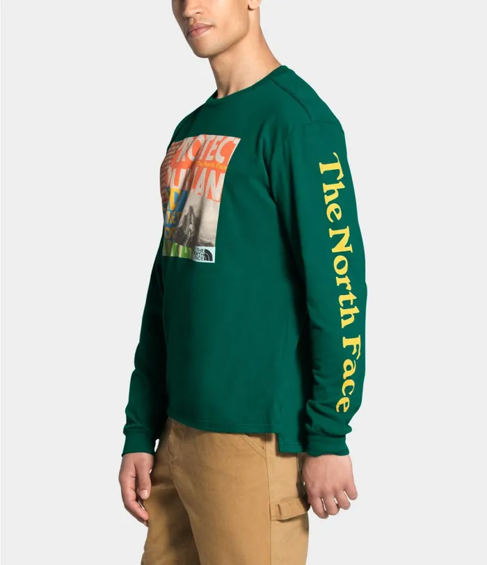 Mens The North Face TShirts Long Sleeve Rogue Graphic Tee Evergreen