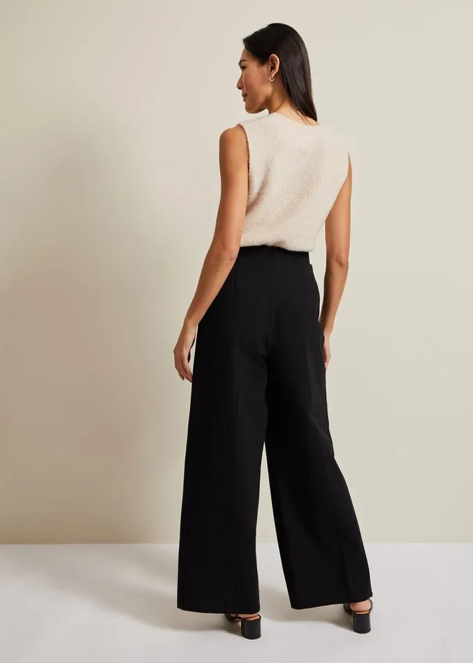 Mila Ponte Wide Leg Trousers Black Women Phase Eight Trousers