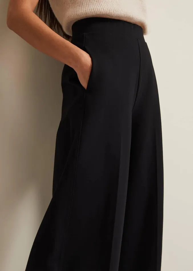Mila Ponte Wide Leg Trousers Black Women Phase Eight Trousers