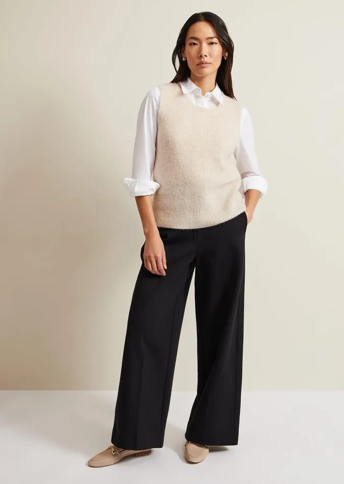 Mila Ponte Wide Leg Trousers Black Women Phase Eight Trousers