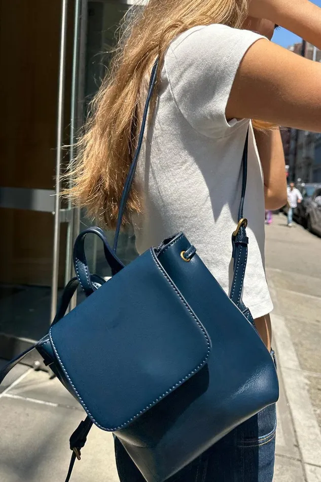 Mini Backpack Navy Blue Women Brandy Melville Bags and Backpacks