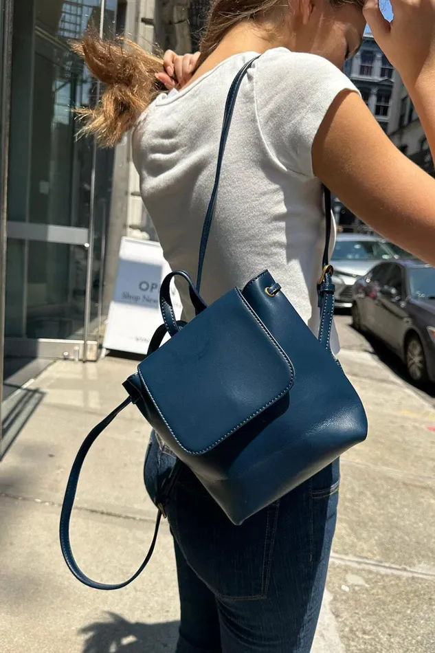 Mini Backpack Navy Blue Women Brandy Melville Bags and Backpacks
