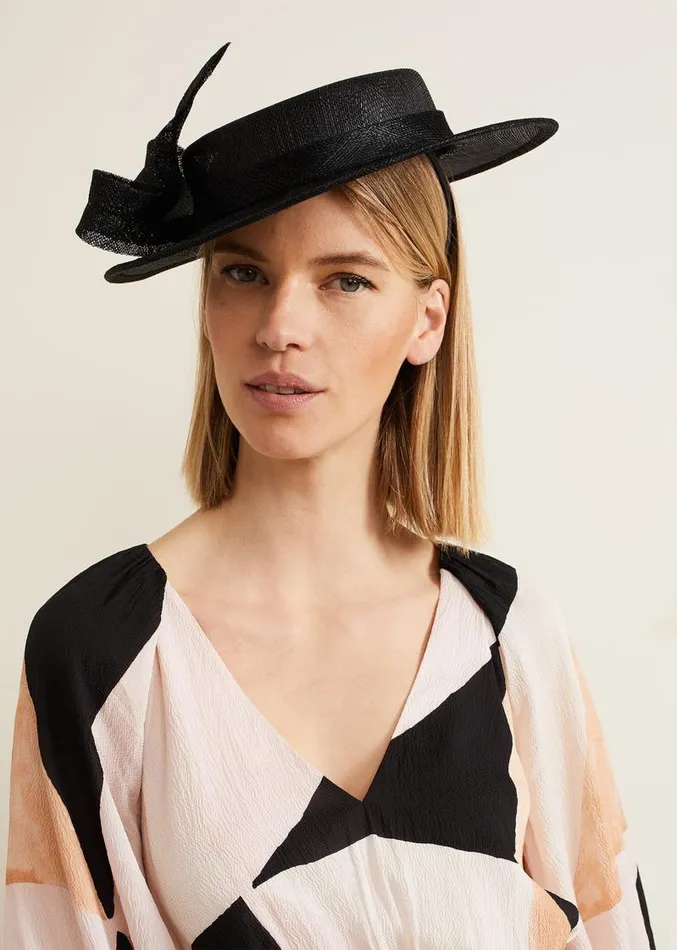 Mini Bow Boater Fascinator Black Women Phase Eight Fascinators and Hats