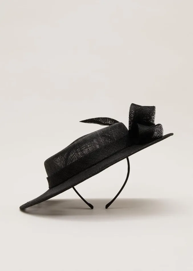 Mini Bow Boater Fascinator Black Women Phase Eight Fascinators and Hats