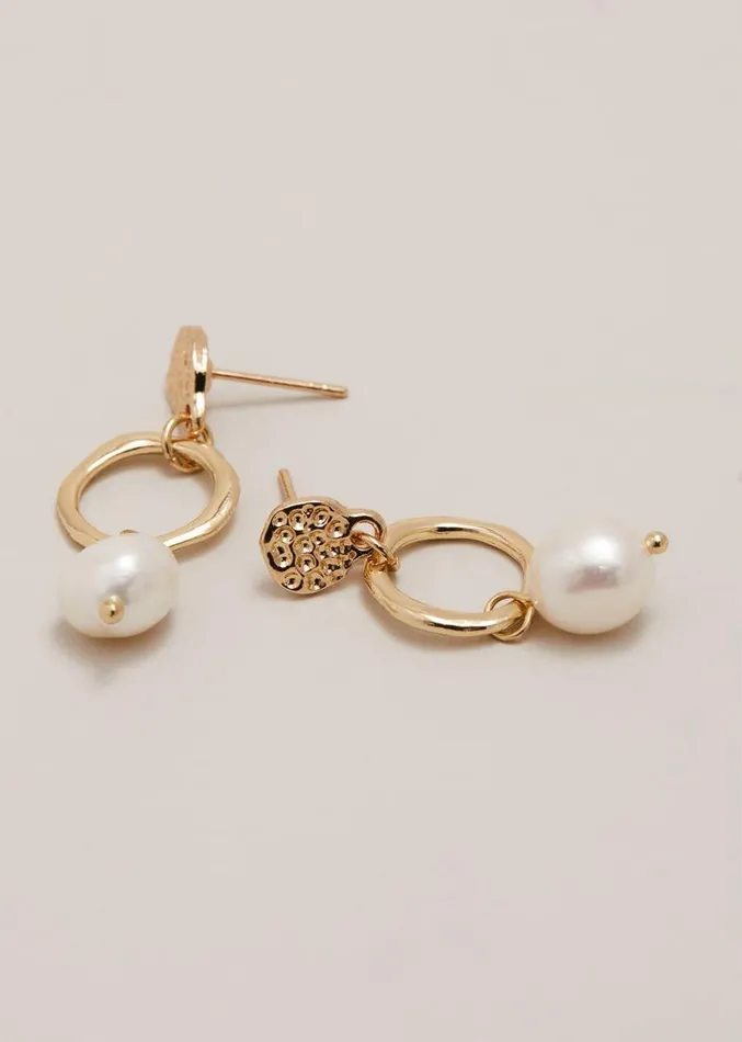 Mini Pearl Drop Earrings Gold Women Phase Eight Jewellery