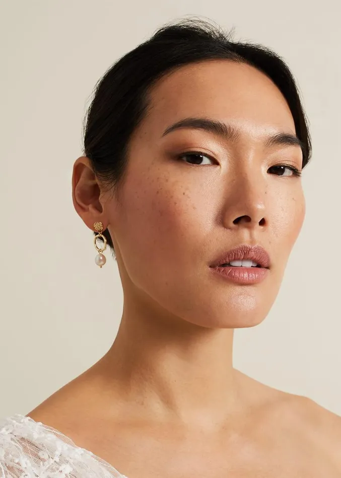 Mini Pearl Drop Earrings Gold Women Phase Eight Jewellery