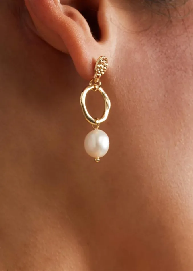 Mini Pearl Drop Earrings Gold Women Phase Eight Jewellery