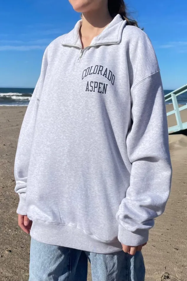 Missy Colorado Aspen Sweatshirt Light Heather Grey Women Brandy Melville Sweaters