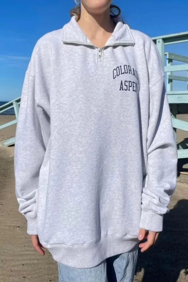 Missy Colorado Aspen Sweatshirt Light Heather Grey Women Brandy Melville Sweaters