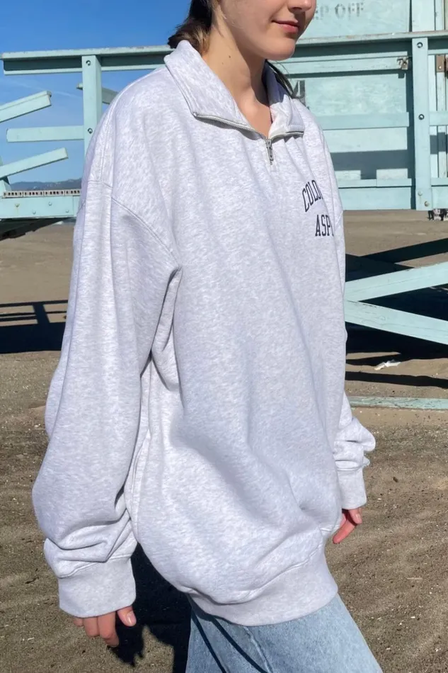 Missy Colorado Aspen Sweatshirt Light Heather Grey Women Brandy Melville Sweaters