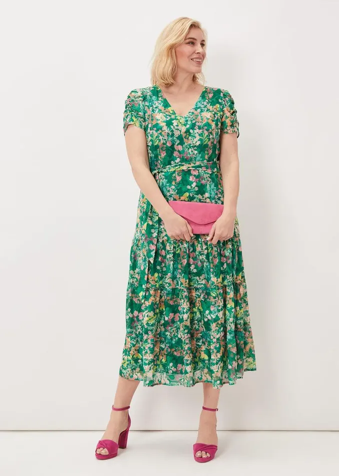 Morven Printed Tiered Dress Greenmulti Women Phase Eight Dresses