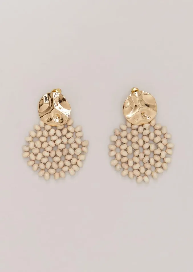 Neutral Beaded Round Earrings Neutral Women Phase Eight Jewellery
