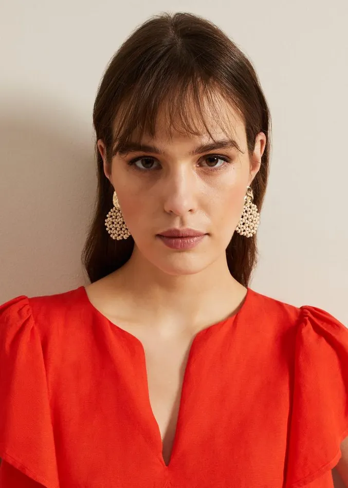 Neutral Beaded Round Earrings Neutral Women Phase Eight Jewellery