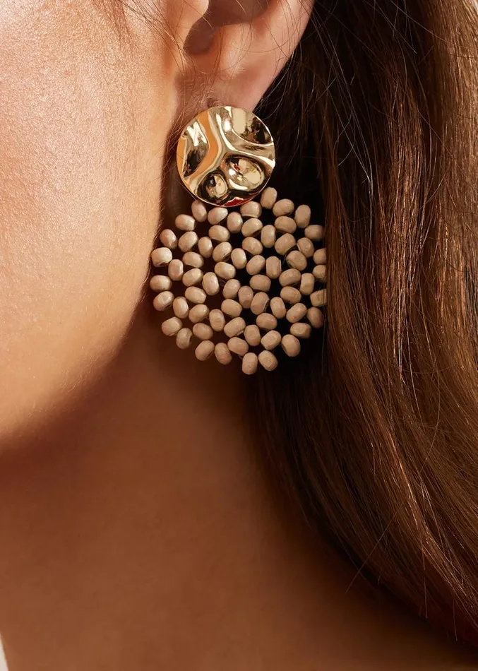 Neutral Beaded Round Earrings Neutral Women Phase Eight Jewellery
