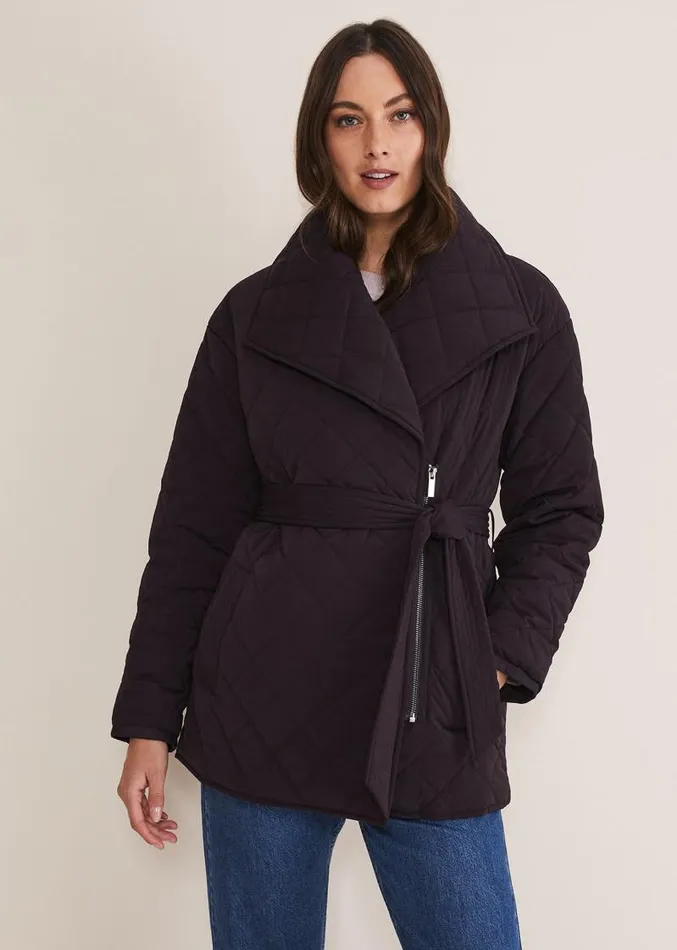 Nila Short Quilted Puffer Plum Women Phase Eight Coats