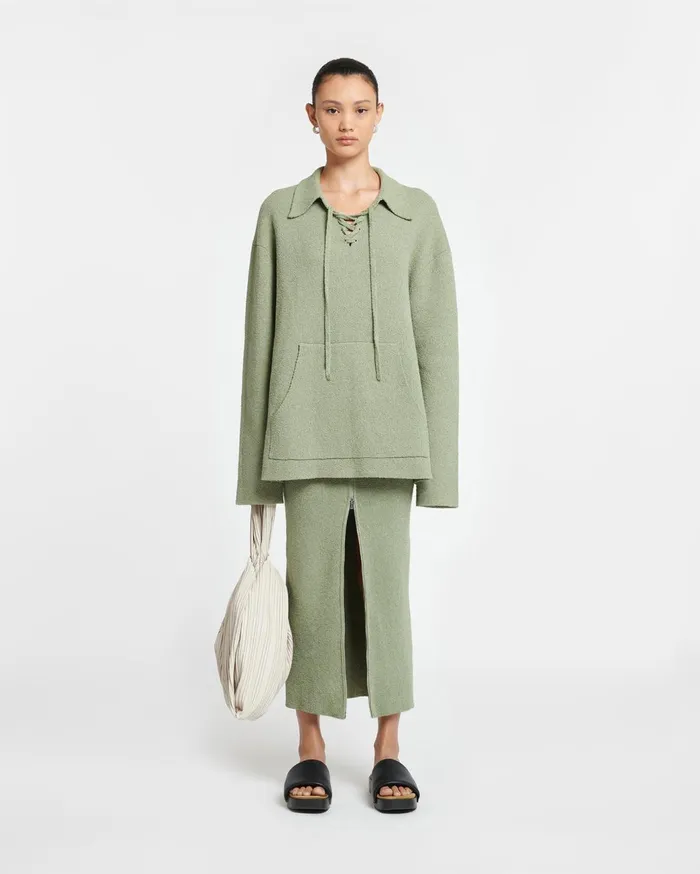 Nima TerryKnit Midi Skirt Faded Sage Women Nanushka Bottoms