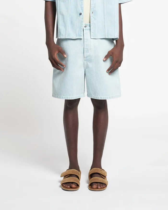 Novan Denim Shorts Sun Bleach Men Nanushka Shorts