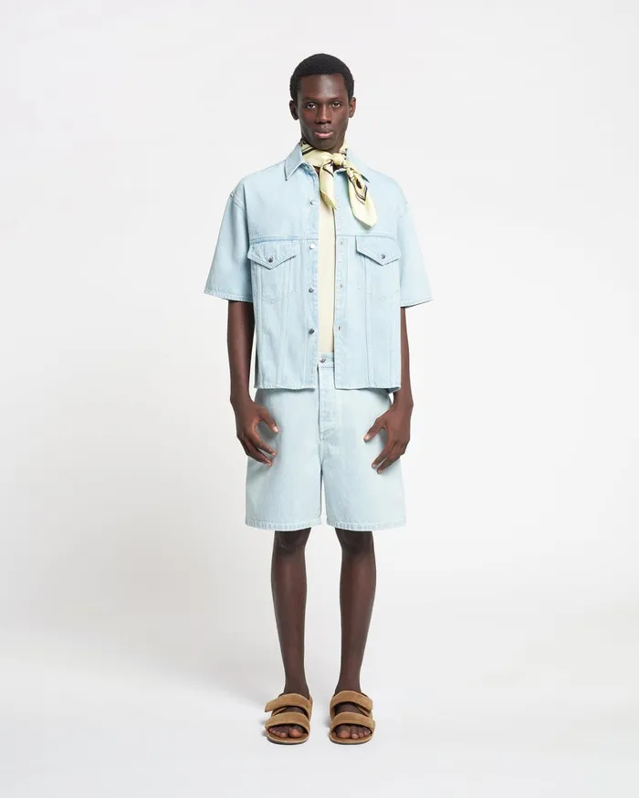 Novan Denim Shorts Sun Bleach Men Nanushka Shorts