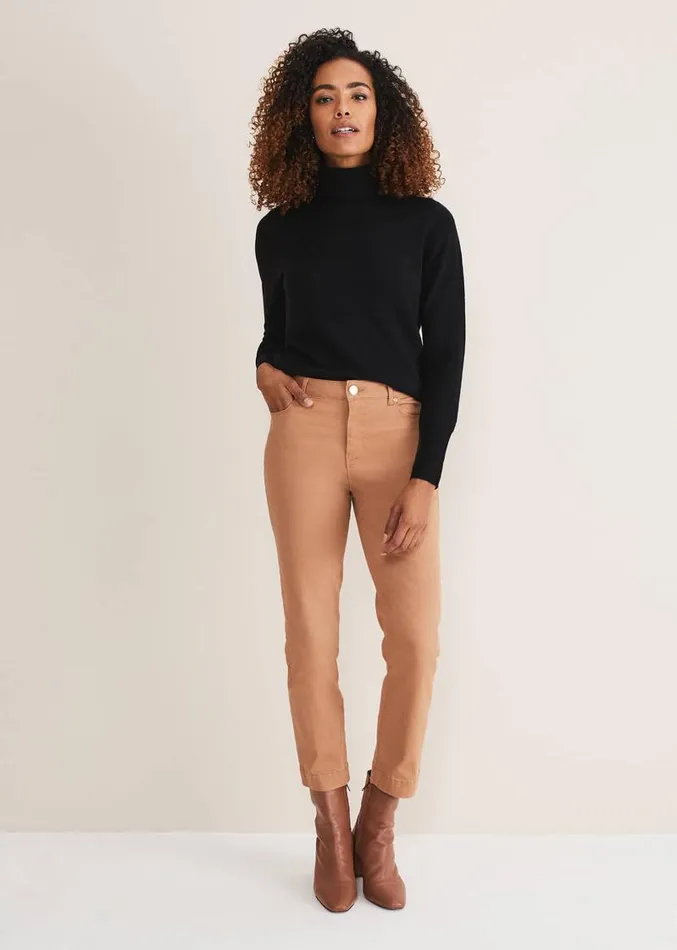 Ocha Straight Leg Jeans Dark Camel Women Phase Eight Trousers