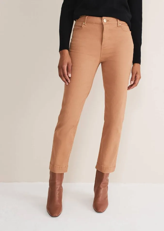 Ocha Straight Leg Jeans Dark Camel Women Phase Eight Trousers