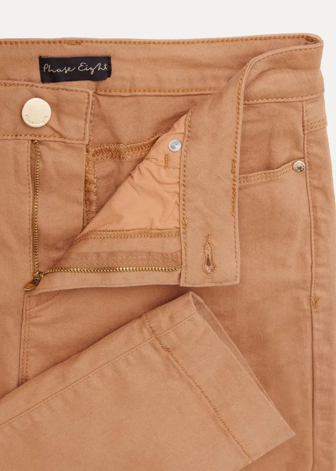 Ocha Straight Leg Jeans Dark Camel Women Phase Eight Trousers
