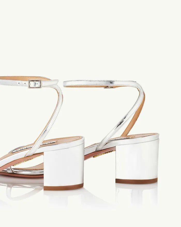 Olie Sandal 50 Silver Women Aquazzura Sandals Olie Sandal 50 Silver Women Aquazzura Sandals