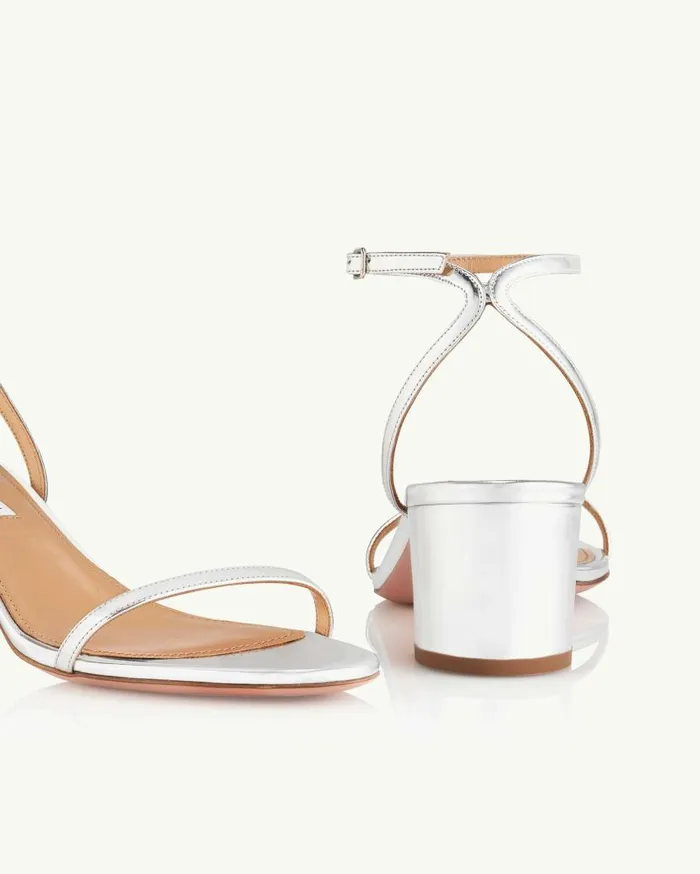 Olie Sandal 50 Silver Women Aquazzura Sandals Olie Sandal 50 Silver Women Aquazzura Sandals