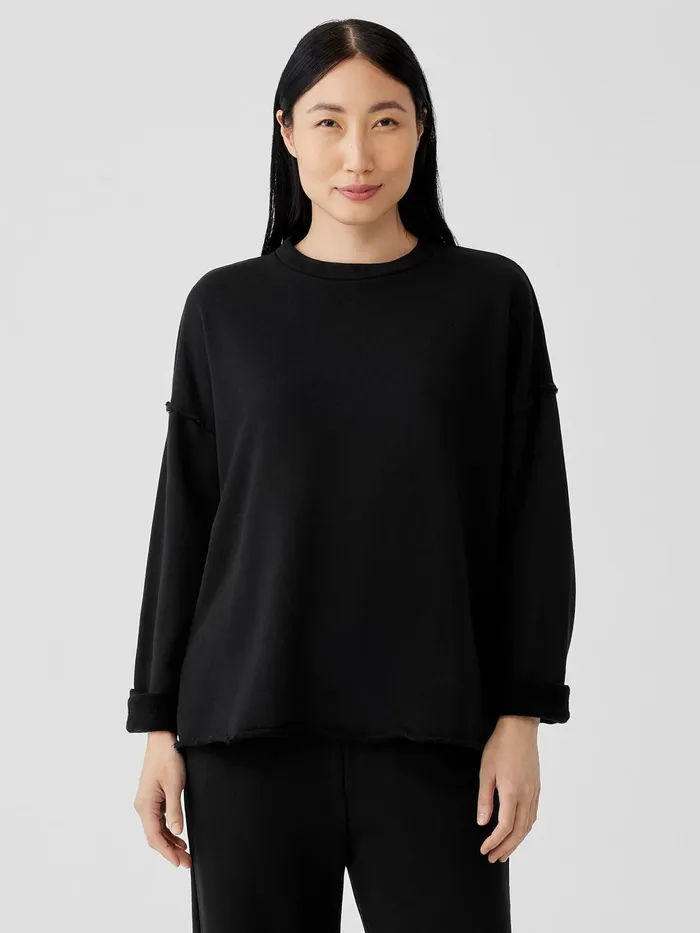 Organic Cotton French Terry BoxTop Black Women Eileen Fisher Tops and Tees