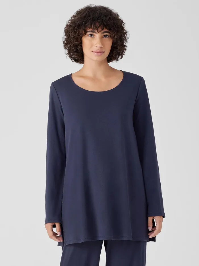 Organic Cotton Interlock Long Sleep Top Indigo Women Eileen Fisher Sleepwear
