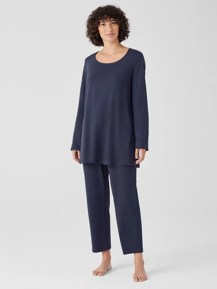 Organic Cotton Interlock Long Sleep Top Indigo Women Eileen Fisher Sleepwear