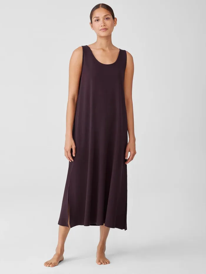 Organic Cotton Interlock Tank Sleep Dress Cassis Women Eileen Fisher Sleepwear
