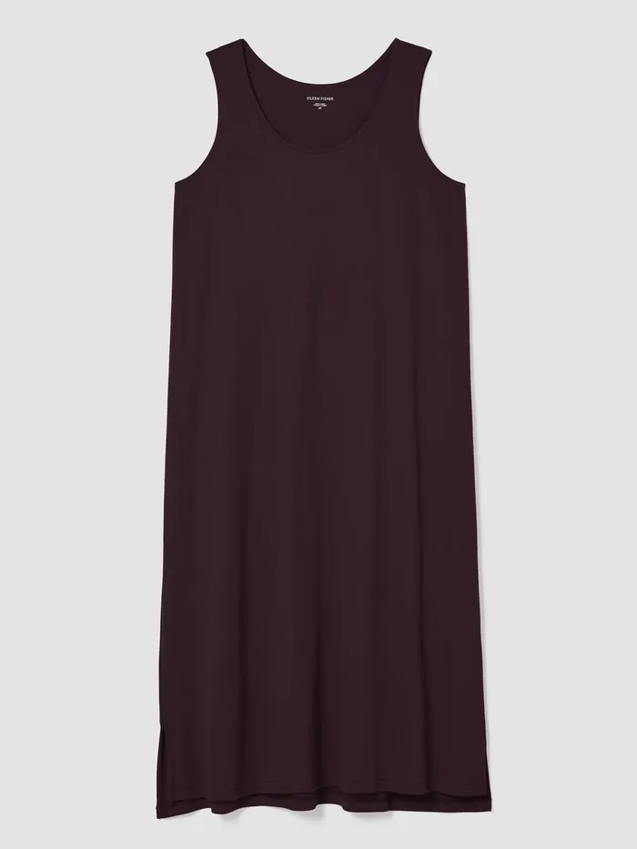 Organic Cotton Interlock Tank Sleep Dress Cassis Women Eileen Fisher Sleepwear