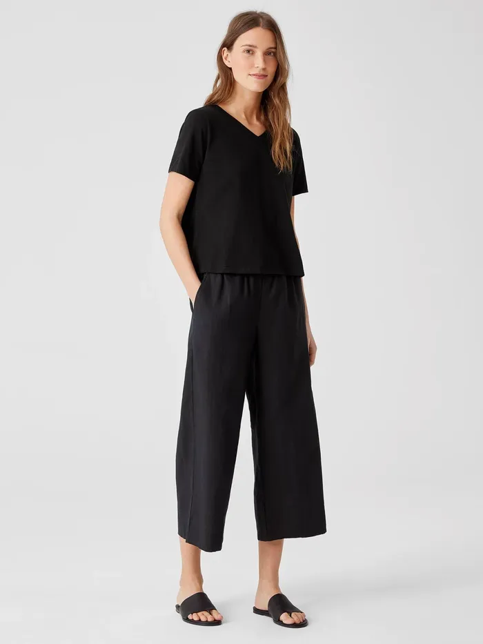 Organic Cotton Slub VNeck Tee Black Women Eileen Fisher Tops and Tees