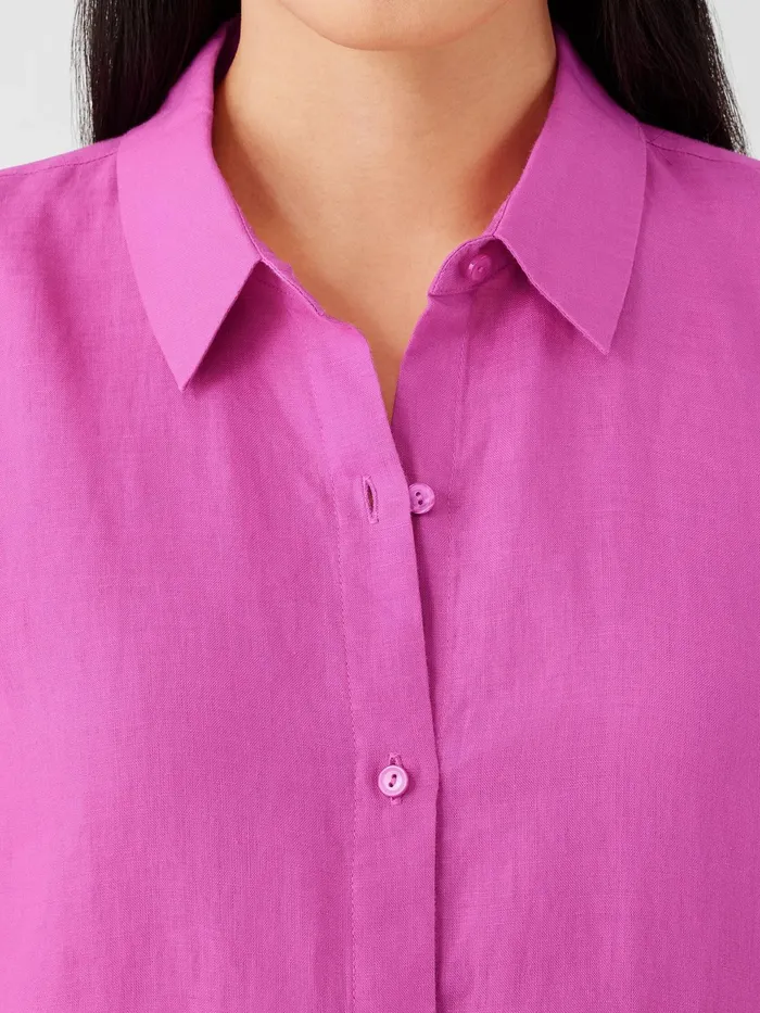 Organic Handkerchief Linen Classic Collar Shirt Black Women Eileen Fisher Tops and Tees