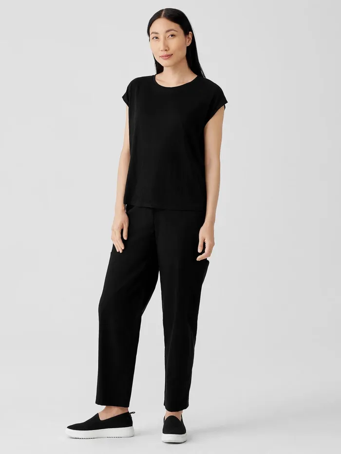 Organic Linen Jersey ShirredBack Top Black Women Eileen Fisher Tops and Tees