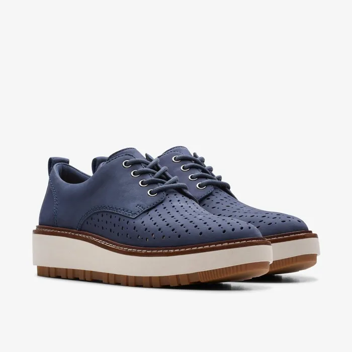 Orianna Move Navy Nubuck Women Clarks Platforms