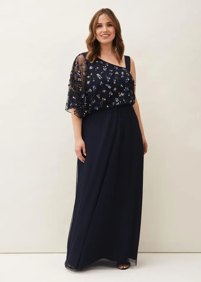 Orianne One Shoulder Tulle Dress Navy Women Phase Eight Dresses