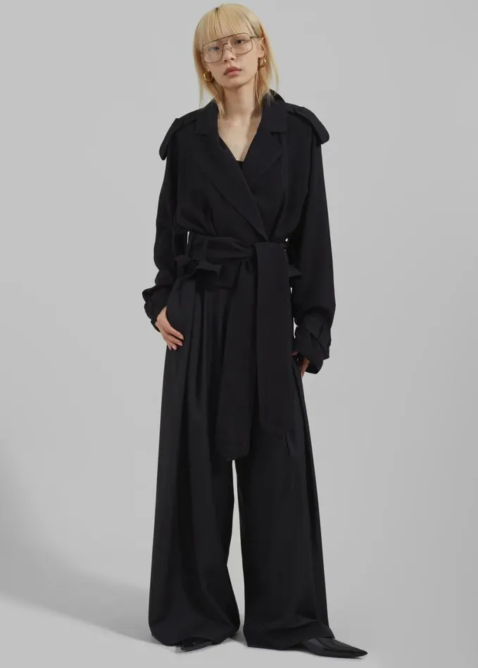 Outerwear Women The Frankie Shop Faven Cropped Trench 8211 Black