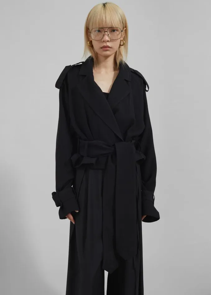Outerwear Women The Frankie Shop Faven Cropped Trench 8211 Black