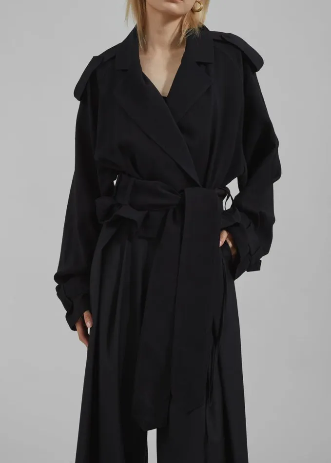 Outerwear Women The Frankie Shop Faven Cropped Trench 8211 Black