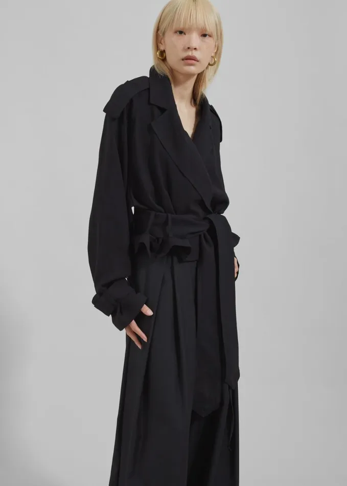 Outerwear Women The Frankie Shop Faven Cropped Trench 8211 Black