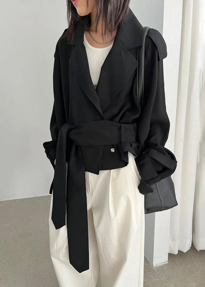 Outerwear Women The Frankie Shop Faven Cropped Trench 8211 Black