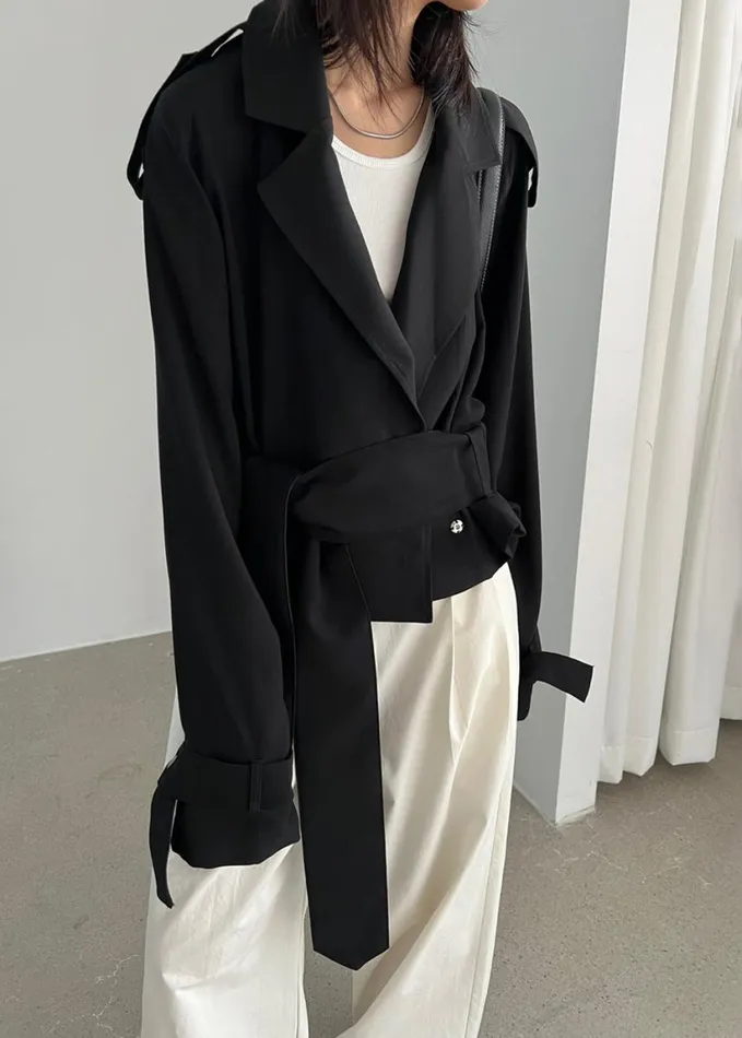 Outerwear Women The Frankie Shop Faven Cropped Trench 8211 Black