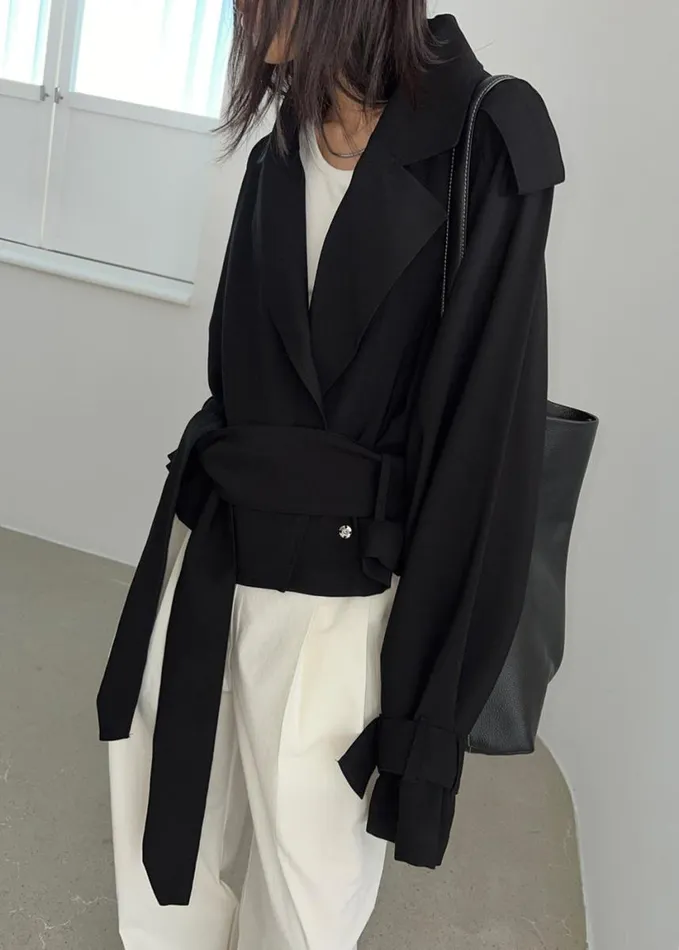 Outerwear Women The Frankie Shop Faven Cropped Trench 8211 Black