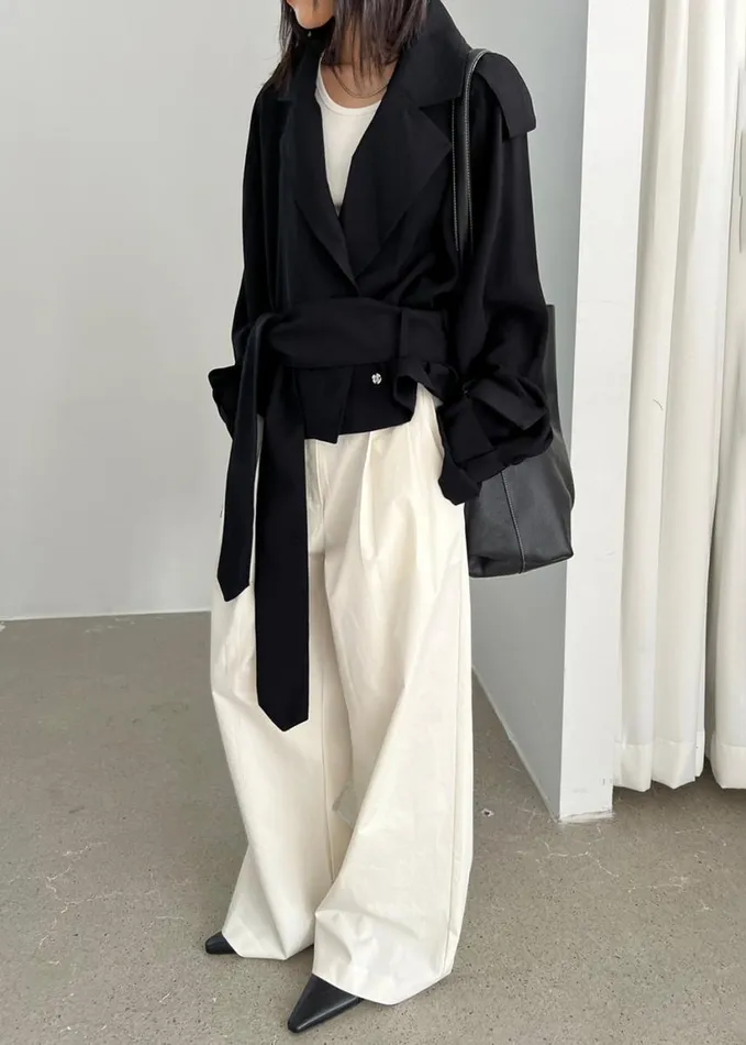 Outerwear Women The Frankie Shop Faven Cropped Trench 8211 Black