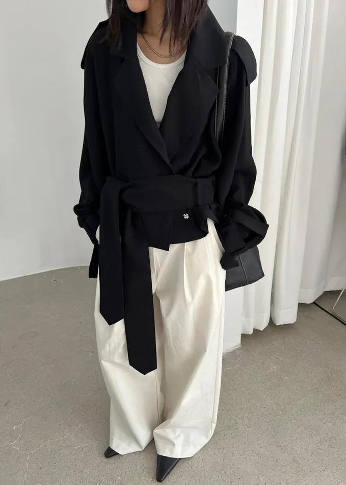 Outerwear Women The Frankie Shop Faven Cropped Trench 8211 Black