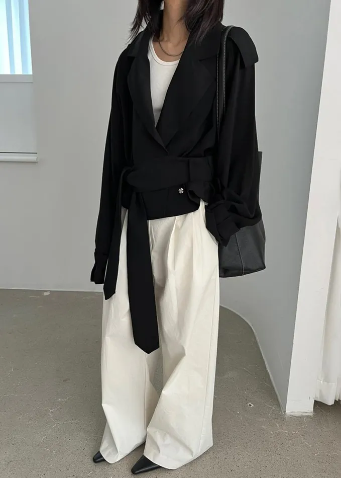 Outerwear Women The Frankie Shop Faven Cropped Trench 8211 Black