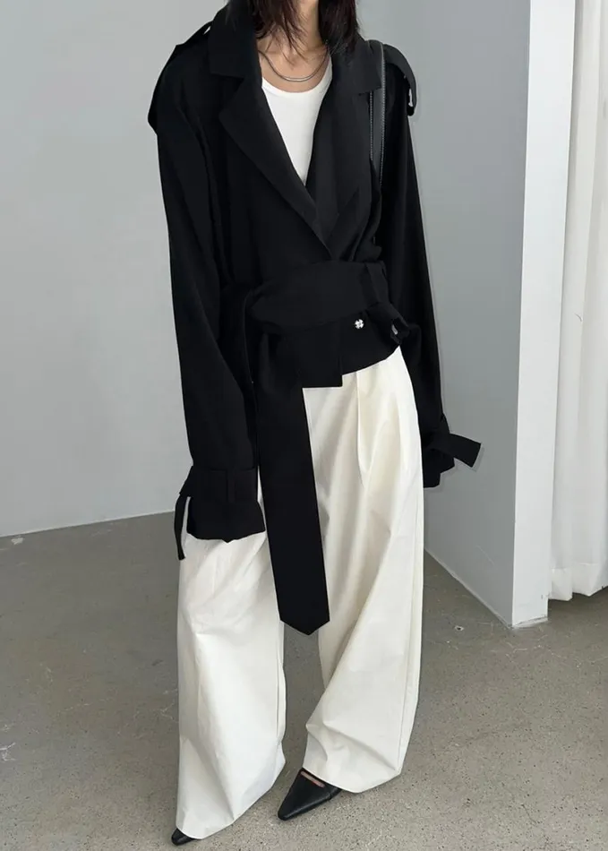 Outerwear Women The Frankie Shop Faven Cropped Trench 8211 Black
